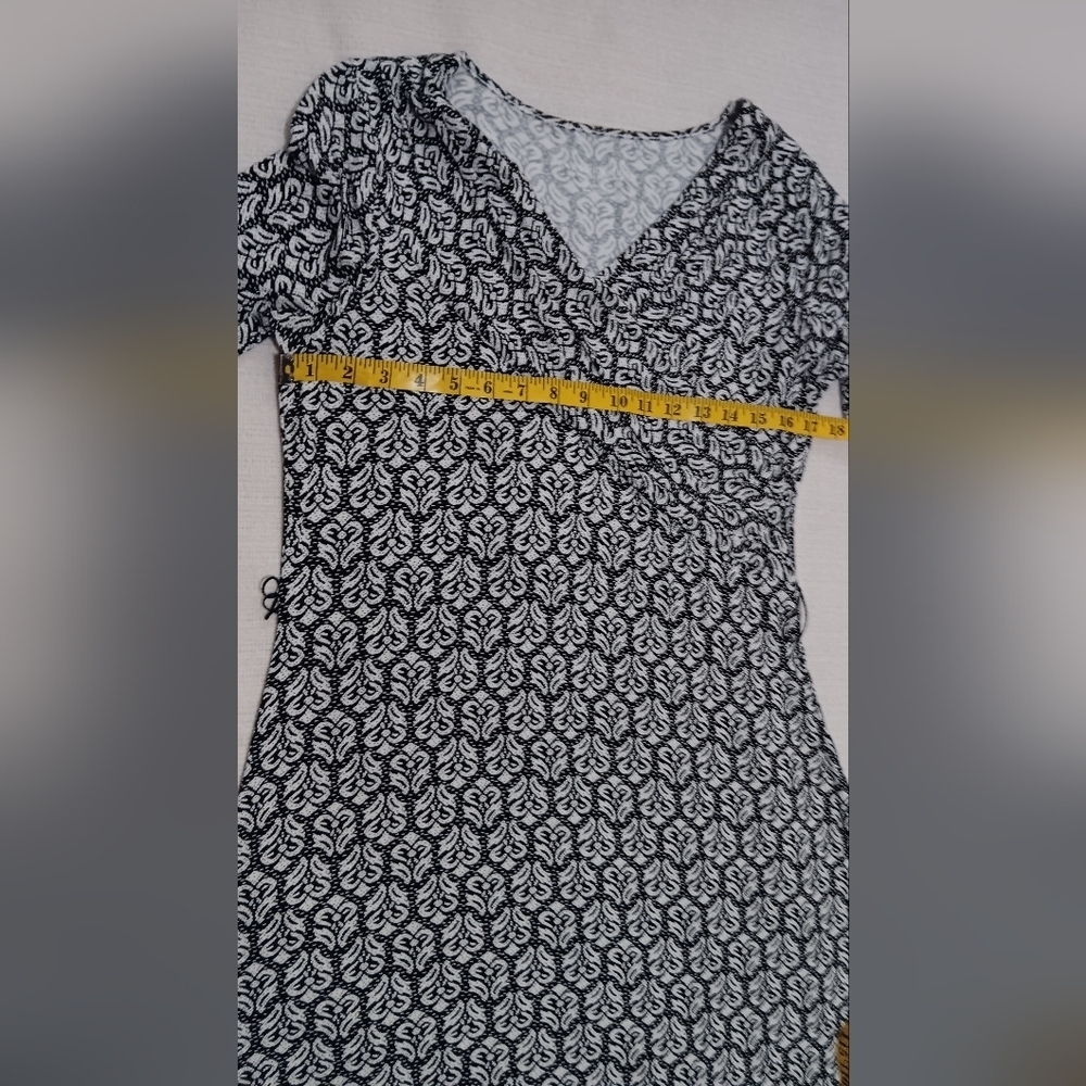 Soft Surroundings Black White Faux Wrap Front Jersey Knit Maxi Dress Size SP - Picture 7 of 11